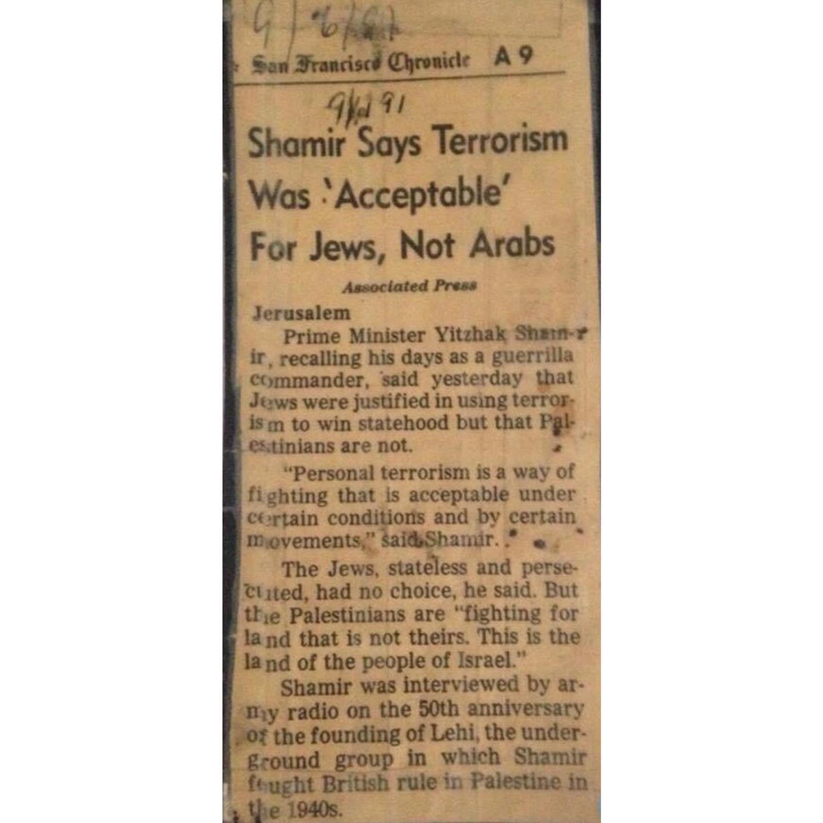 rahmanbazian's tweet photo. @HenMazzig No mental gymnastics. Israel was founded by radical terrorist Jewish gangs whose massacres and genocides date back to the 1920s. They came under cover of the British mandate, and colonized Palestine. The colonized have the right to defend against the colonizers, by any means. https://t.co/ek9qnJH887