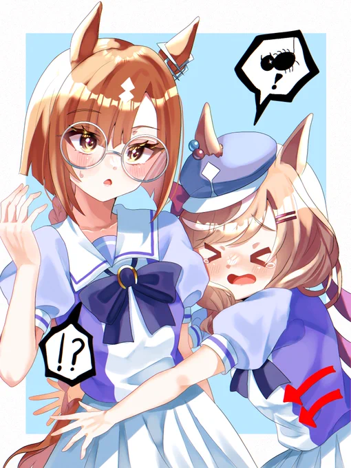 「ギャー!クモさん!!助けて〜イクノ〜!!」「タンホイザさん」#ウマ娘#イクノディクタス #マチカネタンホイザ 