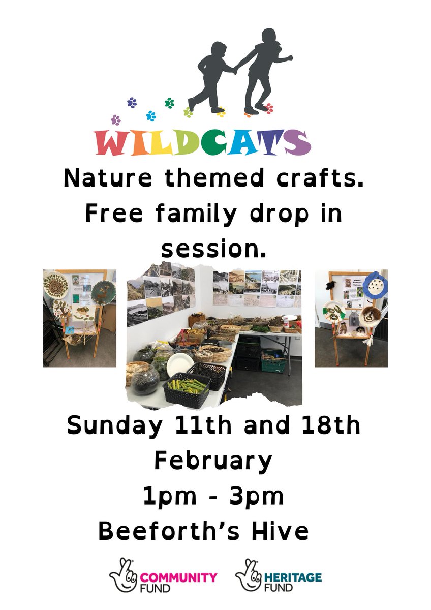 Finish off the half term break with free family crafts at Beeforth's Hive. We still have 2 fab workshops to go, both drop in, no need to book. FRIDAY 1pm - 3pm BUSY BEES - Puppet Making SUNDAY 1pm - 3pm WILDCATS - Nature Crafting Fun @HeritageFundUK @HeritageFundNOR @TNLComFund