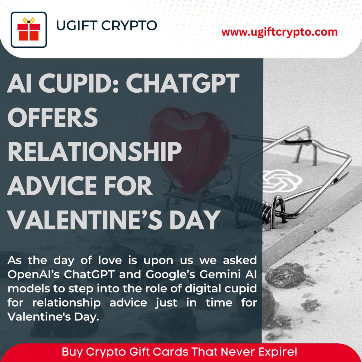 giftcryptotoken's tweet photo. AI Cupid: ChatGPT offers relationship advice for Valentine’s Day

Buy Crypto Gift Cards That Never Expire!
💠https://t.co/Keko7iggkk https://t.co/LWvY3LGzbH