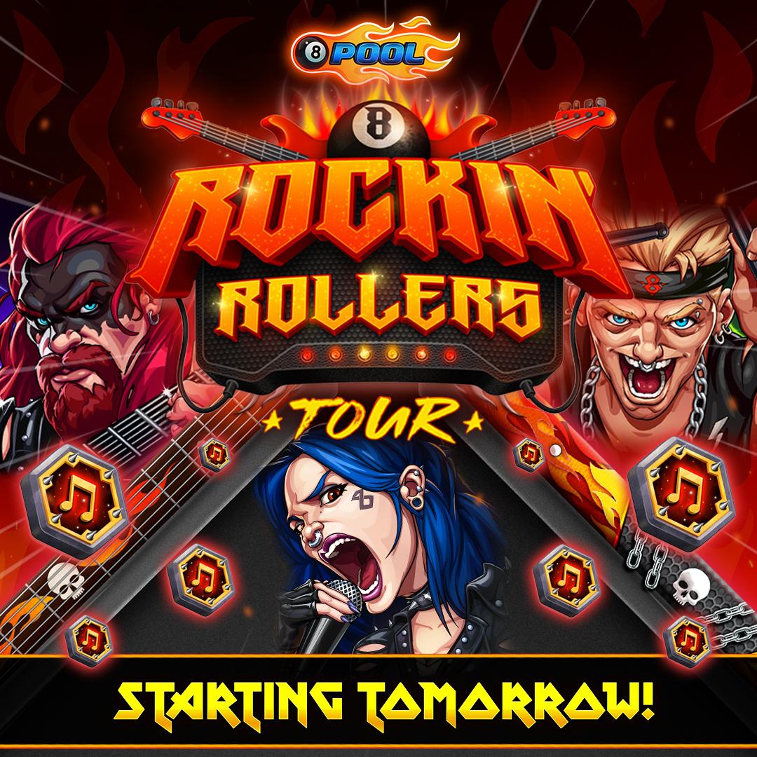 8ballpool's tweet image. Get ready to ROCK &amp;amp; unlock a NEW #AnimatedAvatar!  🎸 🎶

🗓️ Special Event starts TOMORROW!
Preview » mcgam.es/sNibiX

#8BallPool