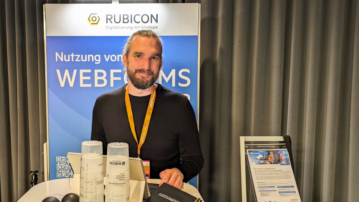 RUBICON_IT's tweet image. #RUBICON auf der @BASTAcon in Frankfurt🤩
Wolfgang Zak und Michael Ketting präsentieren #CoreForms! Die innovative Lösung ermöglicht es, #WebForms auch unter .NET 8 weiter nutzen zu können.
Interessiert? Infos unter 👉 coreforms.net