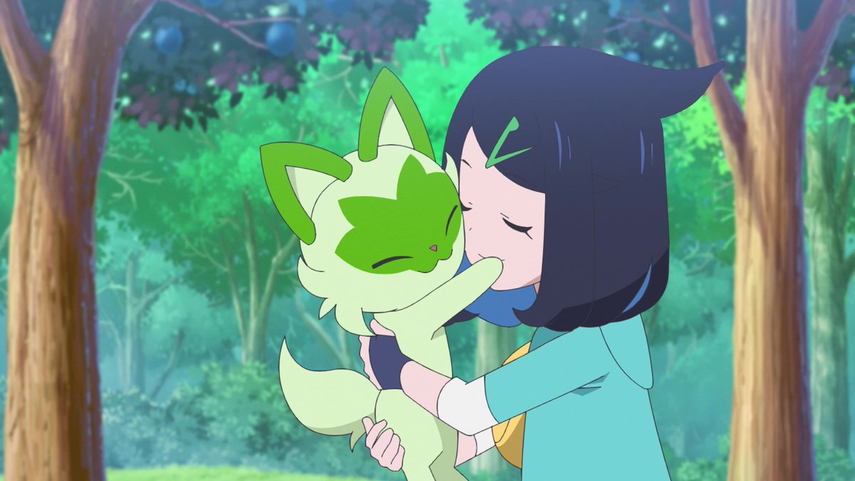 anipoke_PR's tweet photo. ◢◤ #アニポケ ハイライト◢◤

「これから全部の初めてを
　ニャオハと越えていきたい！」

出会った頃から、
さまざまな困難を一緒に乗り越えたニャオハに、
改めて想いを伝えて、仲直りすることができました🌿

そんな時、#ミブリム と #テラパゴス が
#ワナイダー の罠にかかってしまい…！ https://t.co/a0VzSl4V76