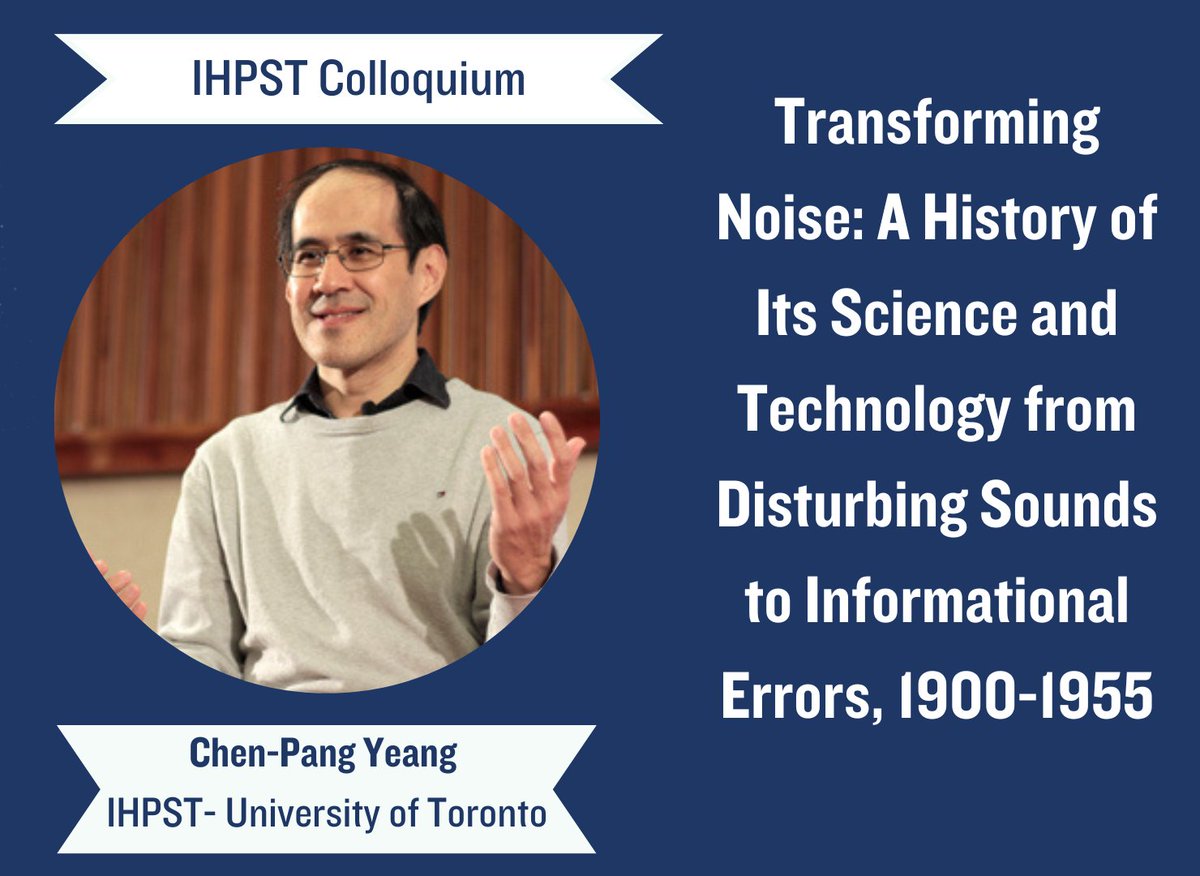 UofT_IHPST's tweet photo. Save the date! On Feb. 28, Professor Chen-Pang Yeang will be discussing the historical origin of noise science and technology. Discover which stages of transformation led to the concept of noise as we know it today #IHPST #UofT #NoiseScience #noisehistory https://t.co/AWraUtDLVF https://t.co/wimKZAPzu3