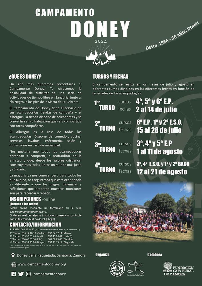 campamentodoney's tweet photo. ¡HA LLEGADO EL MOMENTO 🥁!

Aquí os dejamos toda la información de Doney 2024 🏕

🚨 Estad atentos a las redes 🚨 

Próximamente anunciaremos la fecha en la que comienzan las inscripciones 📅

 🔗 Link a la web con toda la información: https://t.co/6ouH2xs9K1 https://t.co/7dzZ822DOM