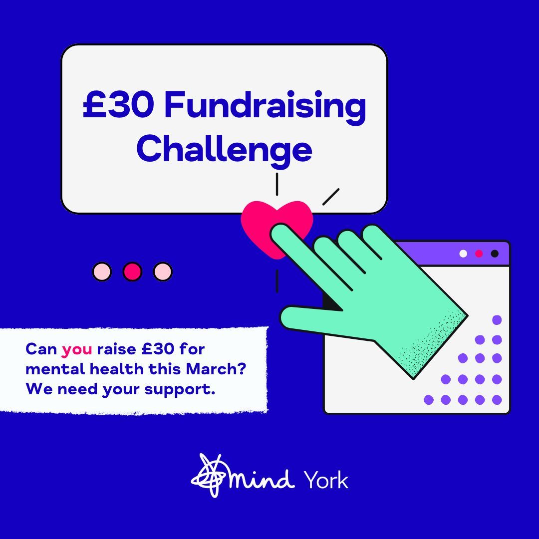 Next month, we will be asking all of our incredible supporters to raise just £30 each in support of York Mind 💙 Why £30? Because that amount allows one adult or young person to attend a 1:1 counselling session. Find out more: yorkmind.org.uk/get-involved/f…