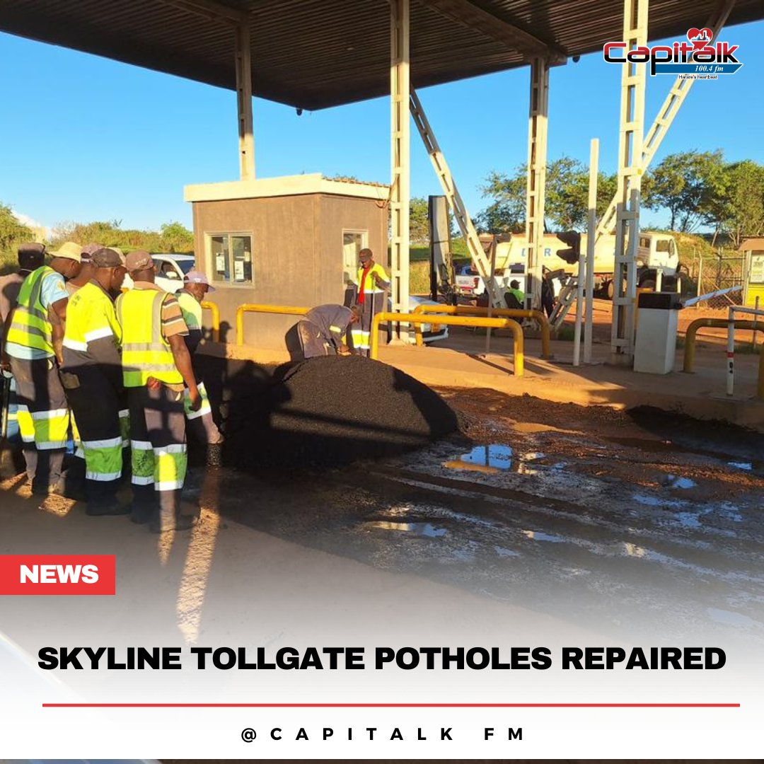 capitalkfm's tweet photo. Zimbabwe National Road Administration- ZINARA filling up potholes at Skyline tollgate following concerns by motorists.
#roadandrehabilitation #HararesHeartBeat #keepit100point4fm https://t.co/bJu2Xqs6fp