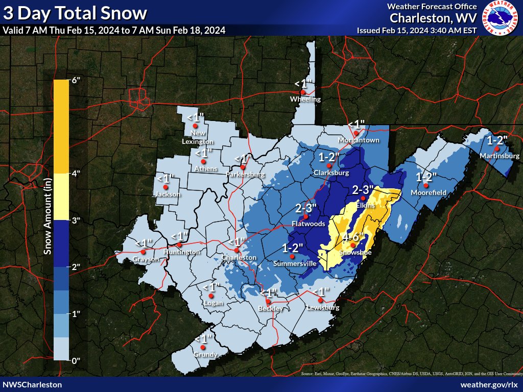 WVEMD's tweet photo. Winter weather is on the way! Dry this morning with showers this afternoon/tonight, turning to light snow in the mountains.
🌨 Another system brings a wintry mix Friday afternoon-Friday night with snow continuing into Saturday.
@NWSCharlestonWV https://t.co/CHRrIAkB8Q #WVwx (1/2) https://t.co/A2sE6Hu4NF