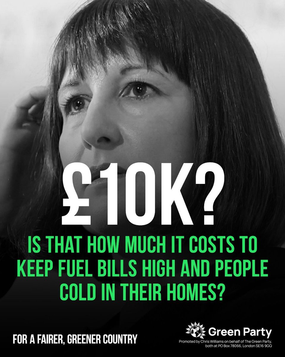 🥀 Shadow Chancellor Rachel Reeves took £10,000 from a climate sceptic before dropping Labour's green spending pledge.

🤔 Even though 54% of people supported their plans.

💚 Only the Green Party can be trusted to tackle climate breakdown and build a fairer, greener country.