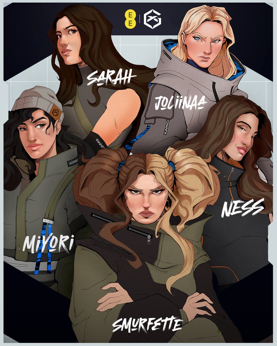 The power of this team is no mystery... 🐶 

A massive welcome to the new GIANTX VCT Game Changers Team 🔥

<a href="/Smurfetteyy/">GX Smurfette</a> 🗡️
<a href="/Joliinaaaa/">SK Joliinaa</a> 👻
<a href="/sarahvval/">GX sarah</a> 🤖
<a href="/nesswagvl/">GX ness</a> 👓
<a href="/MiyoriVL/">miyori</a> 🏹

Presented by <a href="/EE/">EE</a> 

#WeAreGIANTX