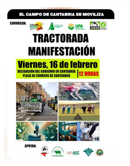 AsajaNacional's tweet photo. 🚜16FEB: #Tratorada en #Cantabria #Santander. #UnidadDeAccion
#Asaja @La_COAG @UPA_Federal
⌚12 h
📍Del. Gobierno
Más información:https://t.co/z5LcYqwSn2 https://t.co/LzQAv62BzK