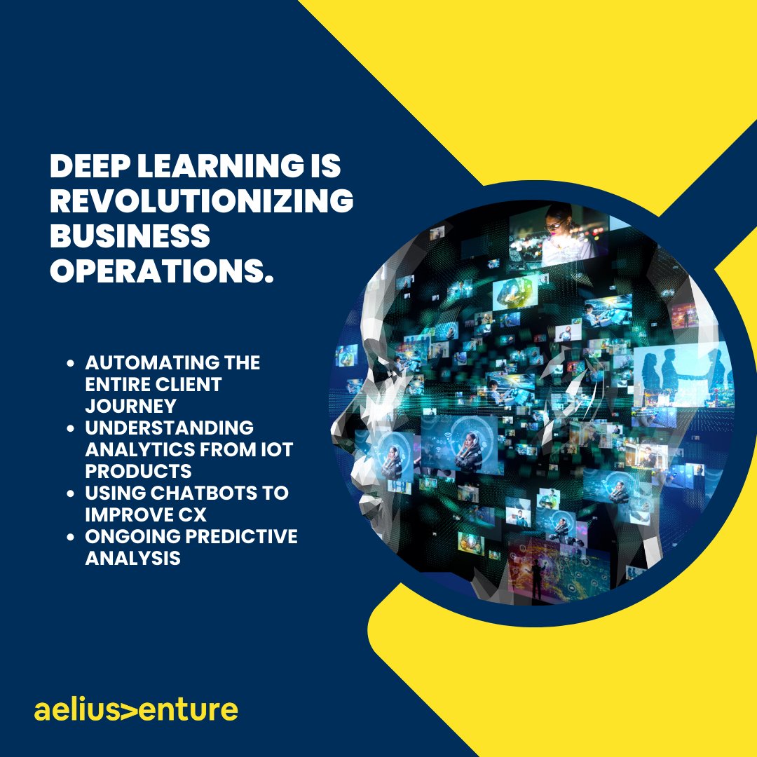 Aeliusventure's tweet image. Deep Learning is revolutionizing business operations.

#deeplearningrevolution #businesstransformation #futureofoperations #aiforbusiness #disruptivetechnology #innovation #efficiencyboost #predictiveanalytics #automationedge #customerinsights #aeliusventure