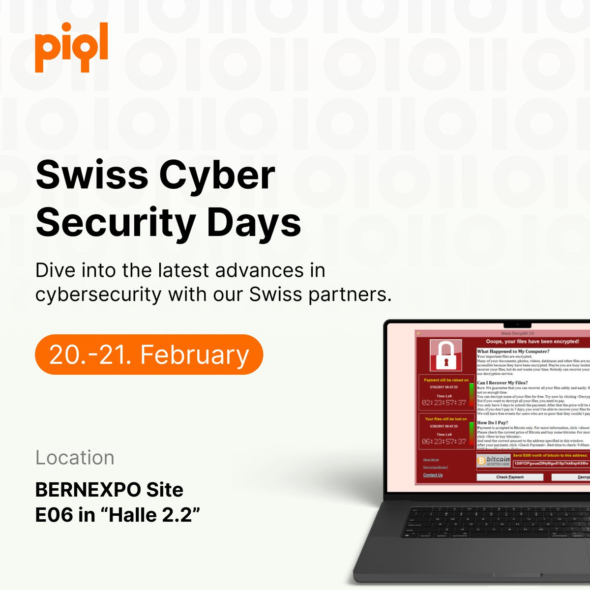 Piql is heading to Switzerland for the Swiss Cyber Security Days conference on February 20-21, 2024! 🚀

Join us in the heart of Europe as Piql, together with our Swiss partners, dives into the latest advances in #cybersecurity.
