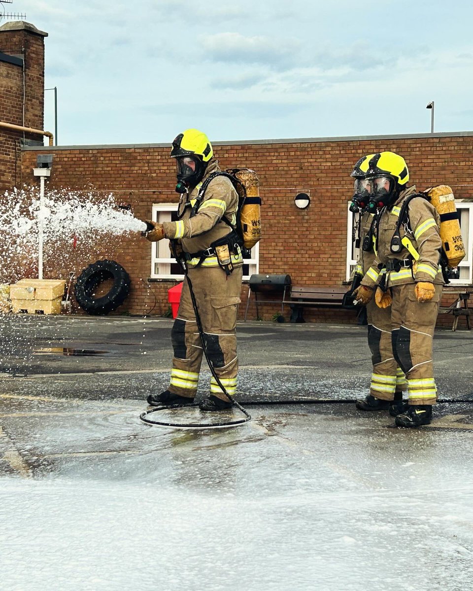It’s snowing in Shoreham, crew this morning have been carrying out training with foam. We use foam for fires such as vehicle fires and fuel fires.