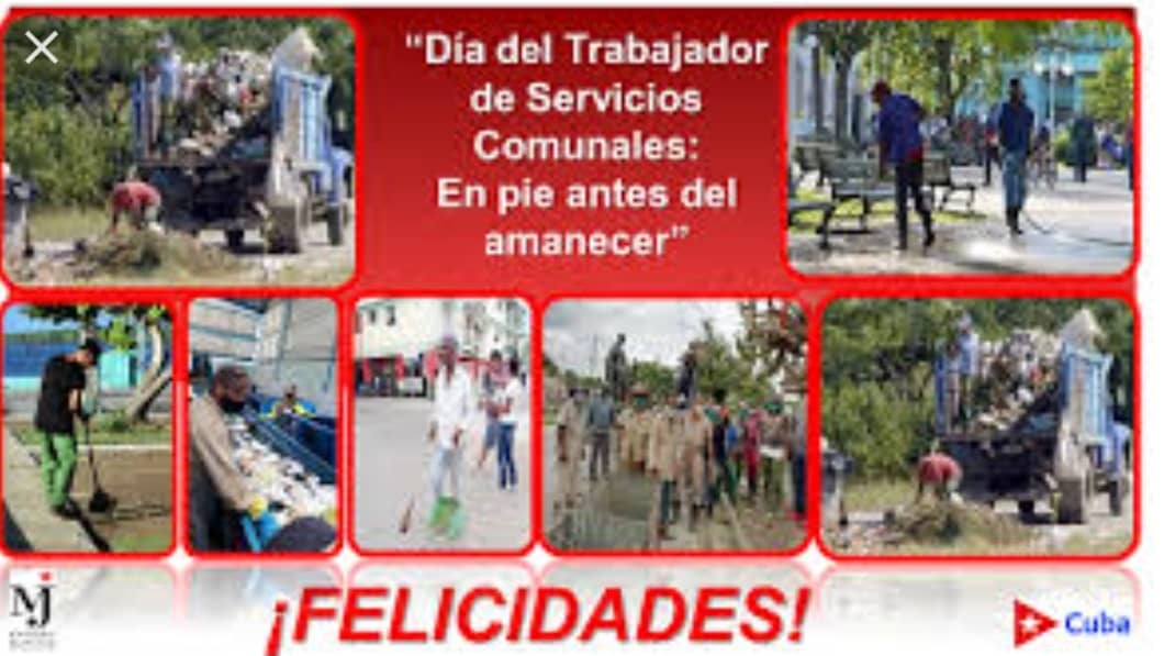 ¡Buenos días  twitteros 🌞!
Muchas felicidades a los Trabajadores de los Servicios Comunales en su día!
#GenteQueSuma 
#EstaEsLaRevolución 
#JuntosPorVillaClara