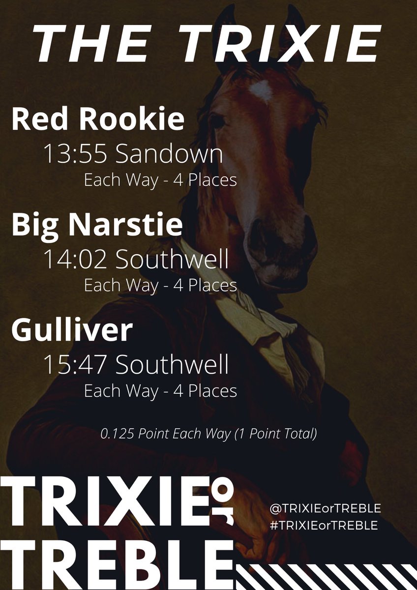 TRIXIEorTREBLE's tweet photo. Horse Racing Selections Are Up! 🐎 
#TRIXIEorTREBLE https://t.co/XEsecGmxb9