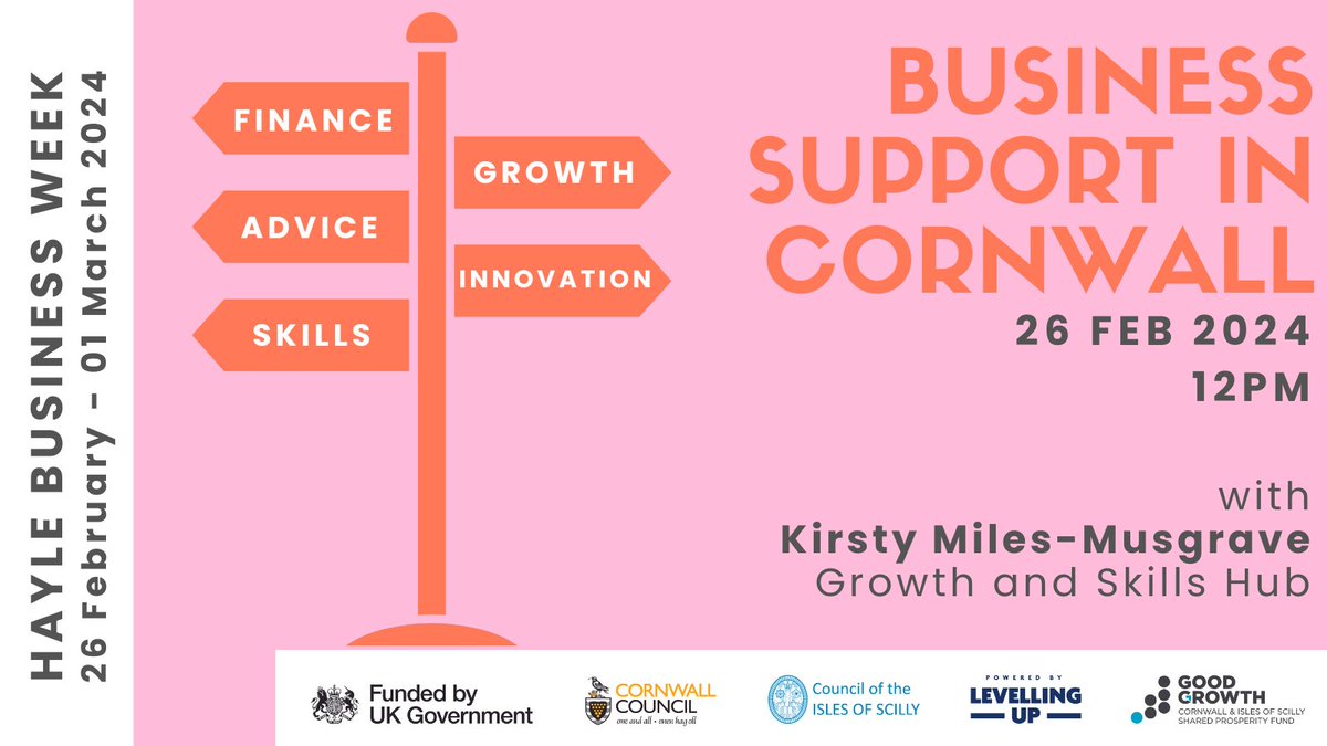 Hayle Town Council (@haylecouncil) on Twitter photo Calling all businesses in and around Hayle! Book your place at our webinar with <a href="/growthskillshub/">Growth Hub</a> explaining the support available to you
eventbrite.co.uk/e/hayle-busine… Calling all businesses in and around Hayle! Book your place at our webinar with <a href="/growthskillshub/">Growth Hub</a> explaining the support available to you
eventbrite.co.uk/e/hayle-busine…