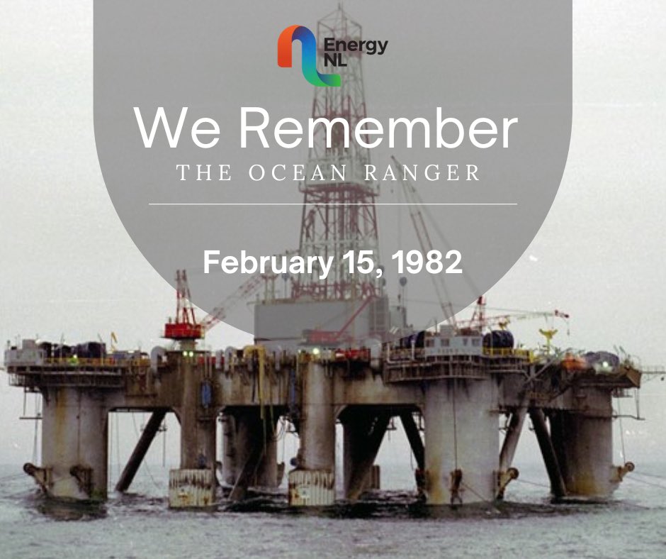 Today, Energy NL joins members of the energy sector and people across NL to remember the tragic loss of 84 crew members of the Ocean Ranger, along with their families and friends who carry their memories and their legacy.

#WeAreEnergyNL #EnergyNL #OceanRanger