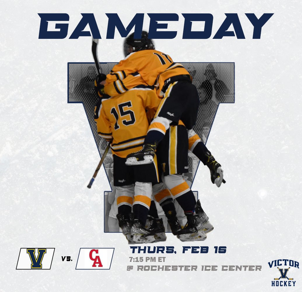 Game Day!  Tonight Quarterfinal game has Victor hosting Canandaigua.  Gametime is 7:15 @ Rochester Ice Center.  🎟️ gofan.co/event/1337092?… 
📺 vcloud.blueframetech.com/broadcast/ppv/…