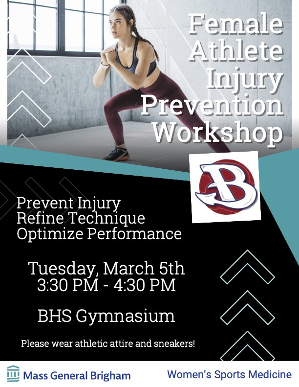 BHS Red Devils AT and Strength & Conditioning (@bhsreddevils_at) on Twitter photo Sorry boys, this one is for the GIRLS! <a href="/MGHWomensSports/">MGH Women's Sports Medicine Program</a> @ BHS 3/5 3:30-4:30pm for a Female Athlete Injury Prevention Workshop! RSVP forms.gle/pski5eQng7rWGH…
<a href="/BHSRedDevils/">Shaun Hart</a> <a href="/BHS_GirlsTF_XC/">Burlington High School Girls XC (MA)</a> <a href="/Red_DevilTennis/">BHS Girls Tennis</a> <a href="/BHS_GBB/">Burlington Devils🏀</a> <a href="/GLAX_BHS/">Burlington Lady Devils Lax</a> <a href="/BHSdevilsVolley/">BHSdevilsVBALL</a> <a href="/ladydevspuck/">Lady Devils Hockey</a> Sorry boys, this one is for the GIRLS! <a href="/MGHWomensSports/">MGH Women's Sports Medicine Program</a> @ BHS 3/5 3:30-4:30pm for a Female Athlete Injury Prevention Workshop! RSVP forms.gle/pski5eQng7rWGH…
<a href="/BHSRedDevils/">Shaun Hart</a> <a href="/BHS_GirlsTF_XC/">Burlington High School Girls XC (MA)</a> <a href="/Red_DevilTennis/">BHS Girls Tennis</a> <a href="/BHS_GBB/">Burlington Devils🏀</a> <a href="/GLAX_BHS/">Burlington Lady Devils Lax</a> <a href="/BHSdevilsVolley/">BHSdevilsVBALL</a> <a href="/ladydevspuck/">Lady Devils Hockey</a>
