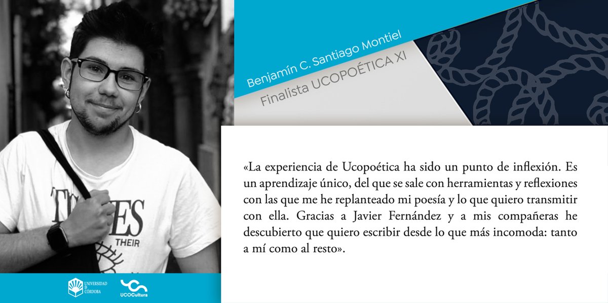 Benjamin Santiago, finalista de la XI Edición Ucopoética nos cuenta lo gratificante de la experiencia y anima a participar en la nueva edición, cuyo plazo de presentación de solicitudes finaliza el próximo 25 de febrero.
Información de inscripción: ucopoetica.com
