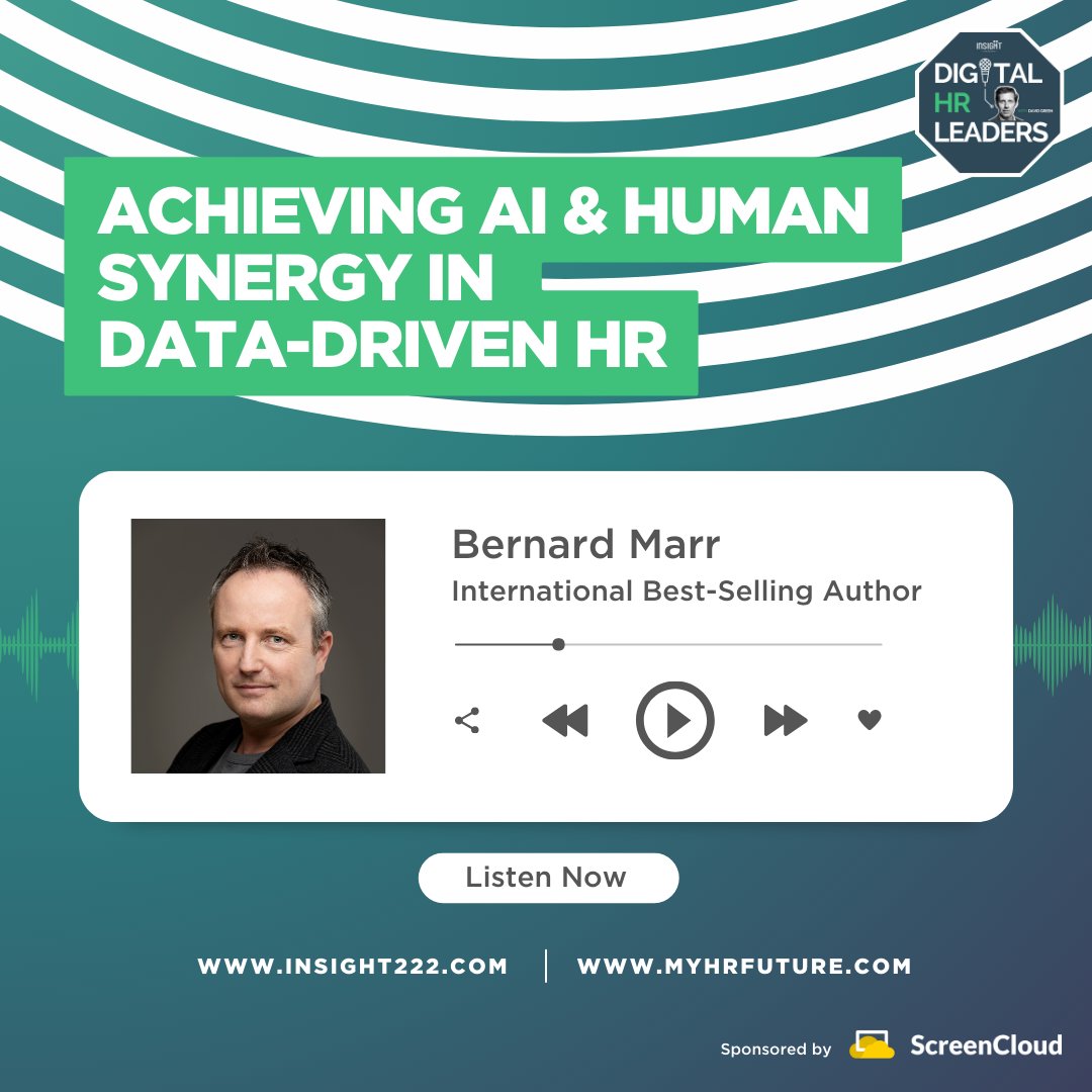 myHRfuture (@myhrfuture) on Twitter photo How AI, Generative AI and Analytics is Fuelling Data Driven HR is the topic of our latest #DigitalHRLeaders #podcast featuring <a href="/BernardMarr/">Bernard Marr</a>. Listen to the full episode now.
linkedin.com/pulse/how-ai-g……
<a href="/screencloud/">ScreenCloud</a>
#PeopleAnalytics #EmployeeExperience #FutureOfWork #HRTech How AI, Generative AI and Analytics is Fuelling Data Driven HR is the topic of our latest #DigitalHRLeaders #podcast featuring <a href="/BernardMarr/">Bernard Marr</a>. Listen to the full episode now.
linkedin.com/pulse/how-ai-g……
<a href="/screencloud/">ScreenCloud</a>
#PeopleAnalytics #EmployeeExperience #FutureOfWork #HRTech