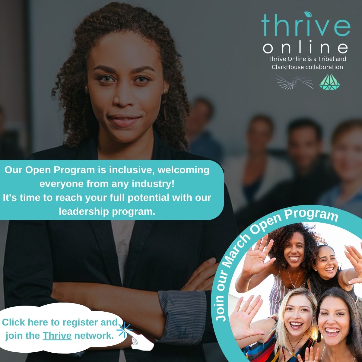 For women who choose to lead!

Unleash your inner woman leader in our March Open Program! Join the Thrive Project to empower your leadership skills and propel towards thriving! 

linkedin.com/posts/clarkhou…

<a href="/clarkhouseroy/">RoyClark</a> <a href="/LTrib3/">Trib3L</a> 
#WomenLeaders
#ThriveOnline
#ElevateYourCareer