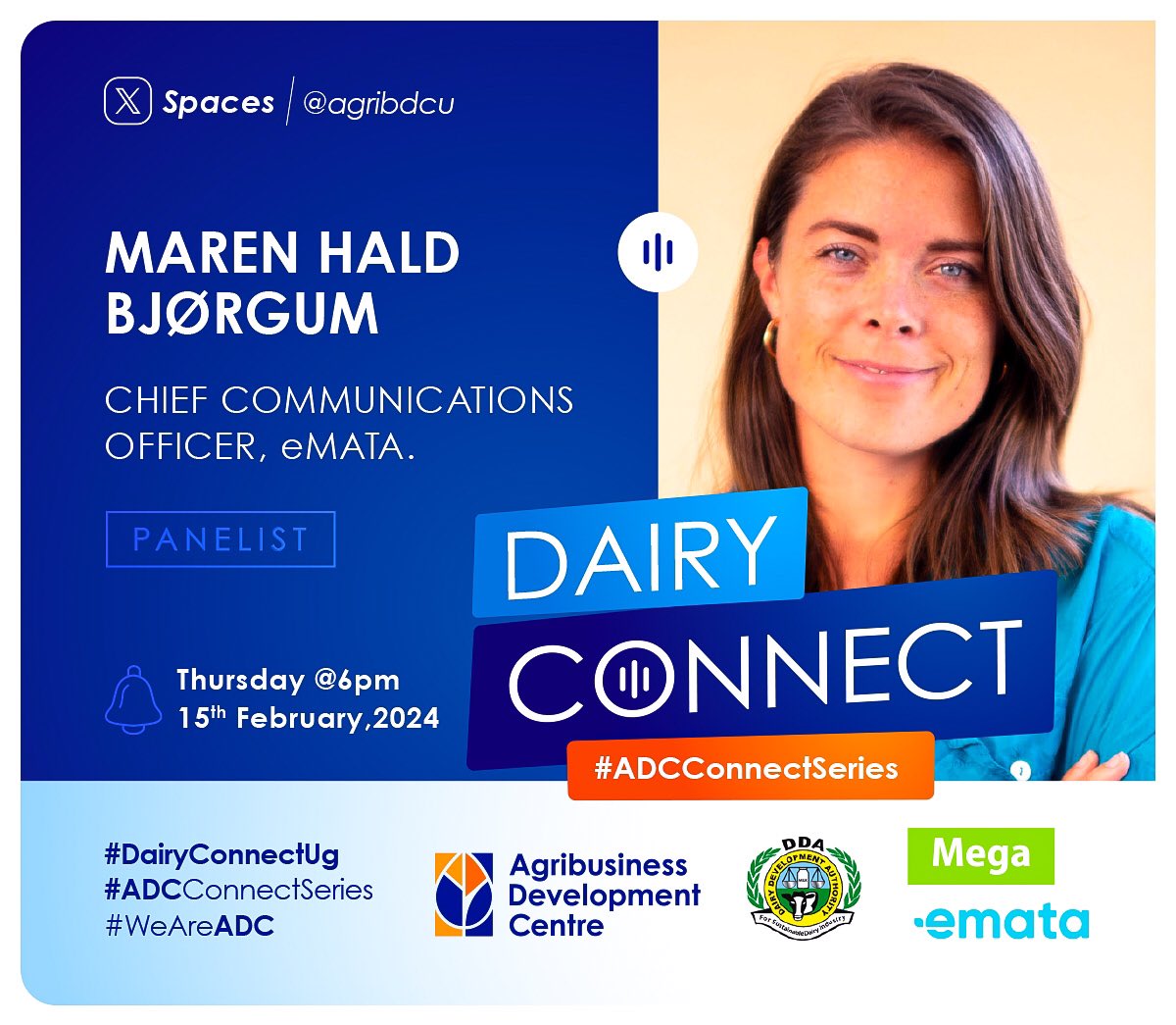 Among our panelists will be @mbjorgum the Chief communications office at @Emata_UG  a very insights person about the  marketing  issues in the dairy industry in Uganda. 
 #ADCConnectSeries