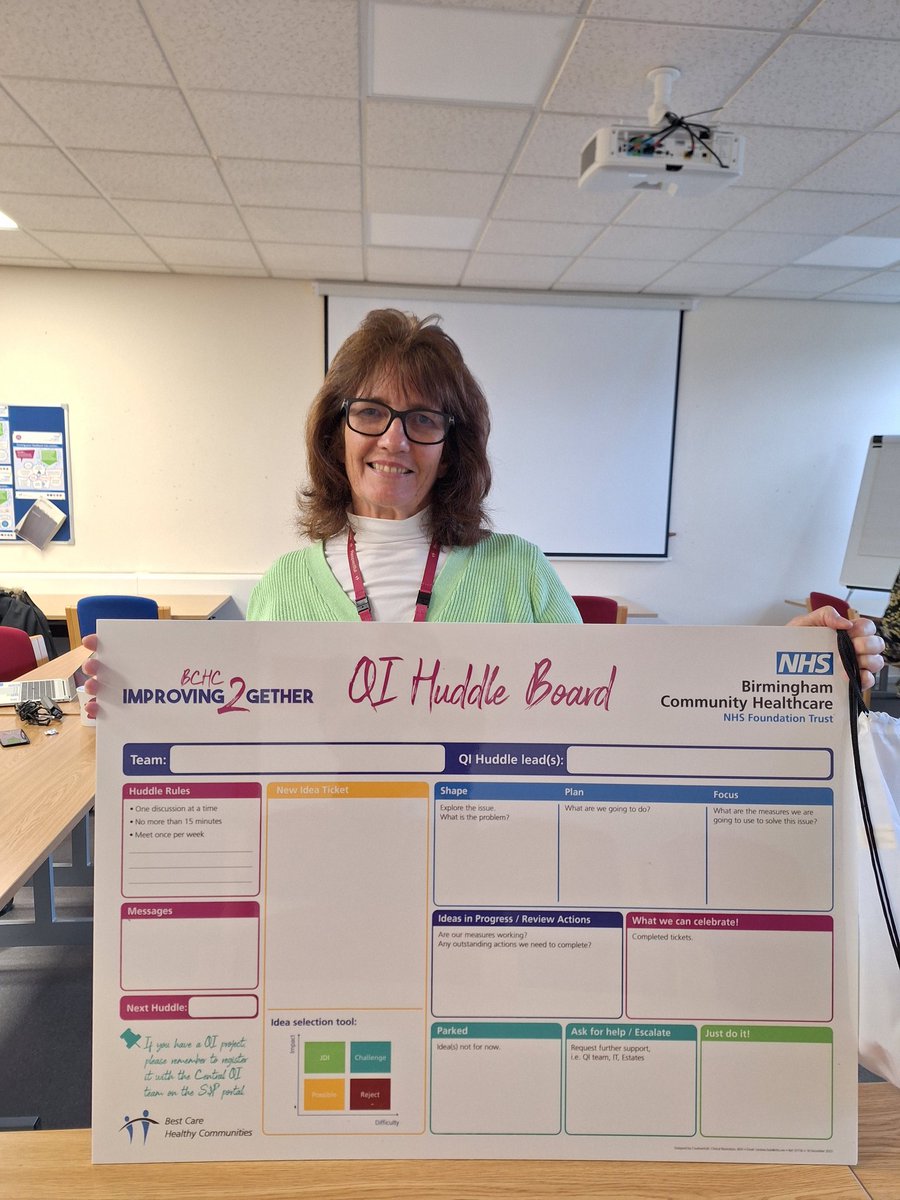 2getherBchc's tweet photo. I am please to advise we have a further 2 teams joining the QI Huddle Coach family. With the delivery of their board. Can't wait to see your quality improvements ideas. @bhamcommunity @violah31 @Debrob701 #quality improvement #improving2gether #QIHuddle https://t.co/h4VMRAfEol