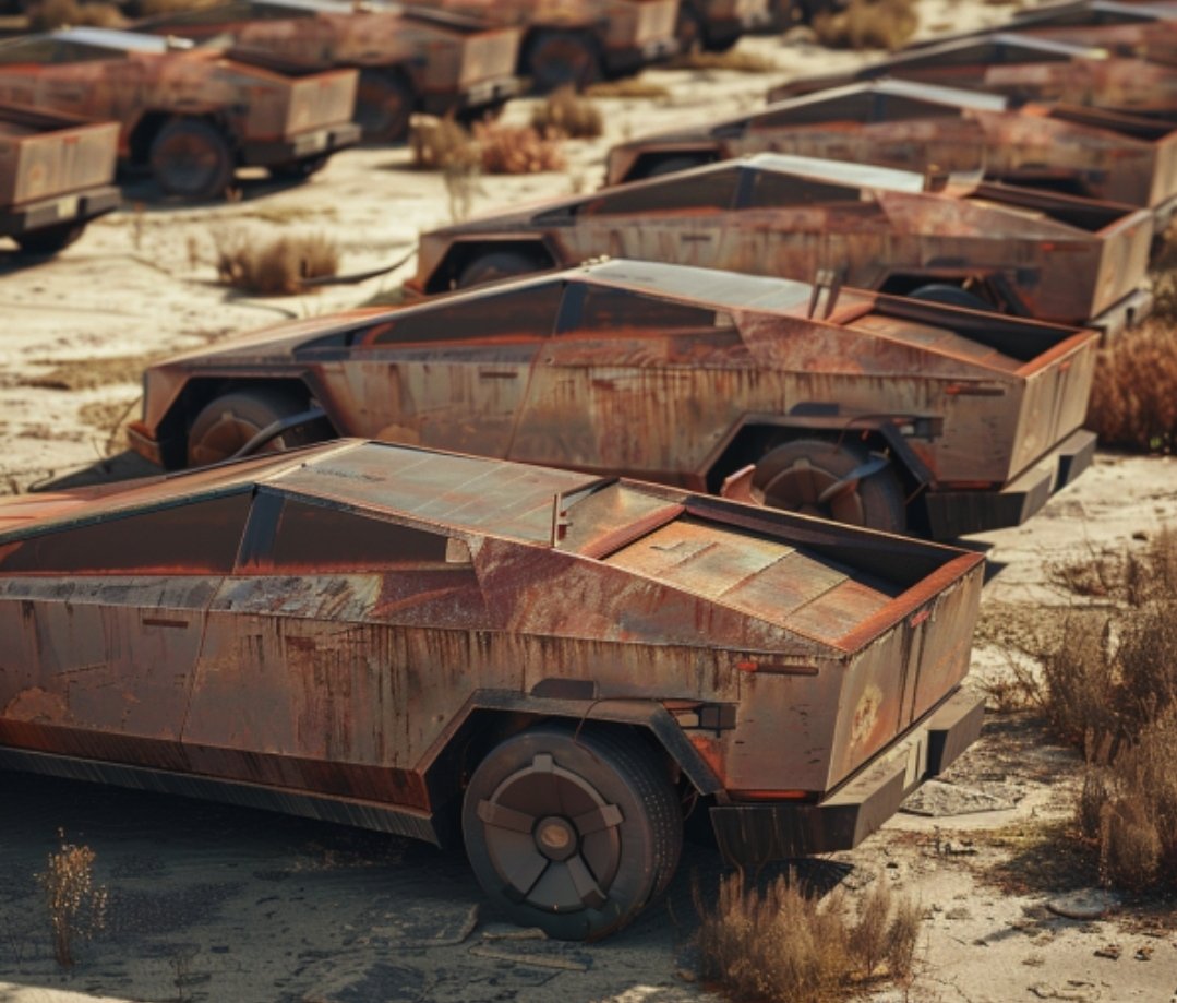 Wow, look at all these unsold Cybertrucks rusting in the desert near San Antonio