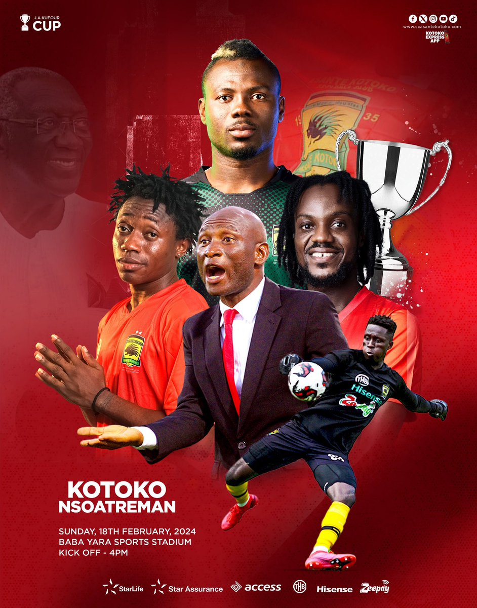 AsanteKotoko_SC's tweet image. A ceremonial game to honour a true son, a former  Board Chairman and Ex President of the Republic of Ghana, his Excellency John Agyekum  Kufuor.

It’s the JAK CUP

#KotokoNsoatreman 

🏟️ Baba Yara Sports Stadium 
⏰ 4:00pm 

#AKSC #Fabucensus #Kotoko4All