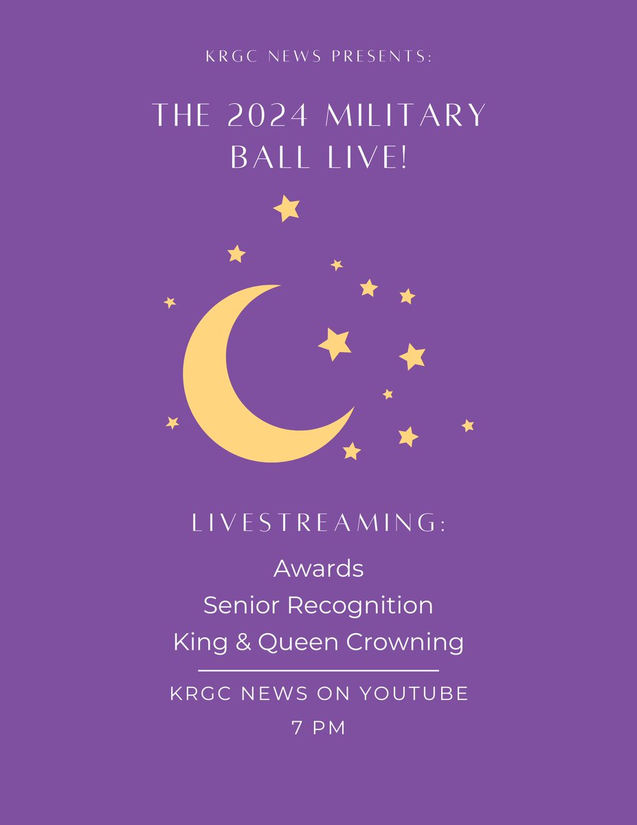 @ColeJrotc @FSHISD @RGC_MS_HS Please join us Live for the JROTC Military Ball awards Livestream sat, 17 FEB 2024 starting at 19:00