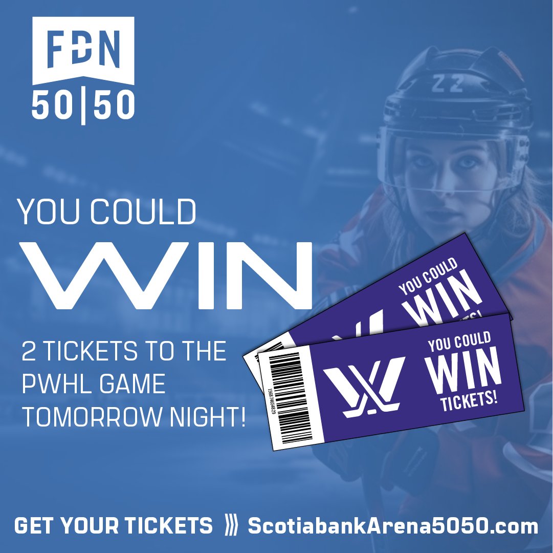 Want to win two tickets to Friday's historic @thepwhlofficial game between @PWHL_Toronto & @PWHL_Montreal at Scotiabank Arena? Help us Change the Game for young women & girls in hockey by playing our 50/50 for your chance to win! 50/50 tickets here: scotiabankarena5050.com