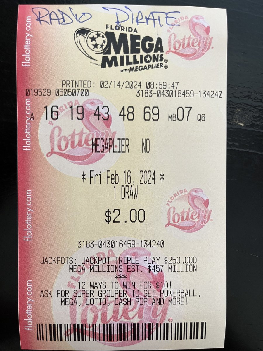 Mega Millions rendu à : 457M 
Avez vous votre billet ? 
Go : Lotto Amigo 
Partagez et like . 
Big winner je partage un montant . 
<a href="/RadioPirate/">RadioPirate</a> 
@Pirates_Friends 
Freestyle Friday
