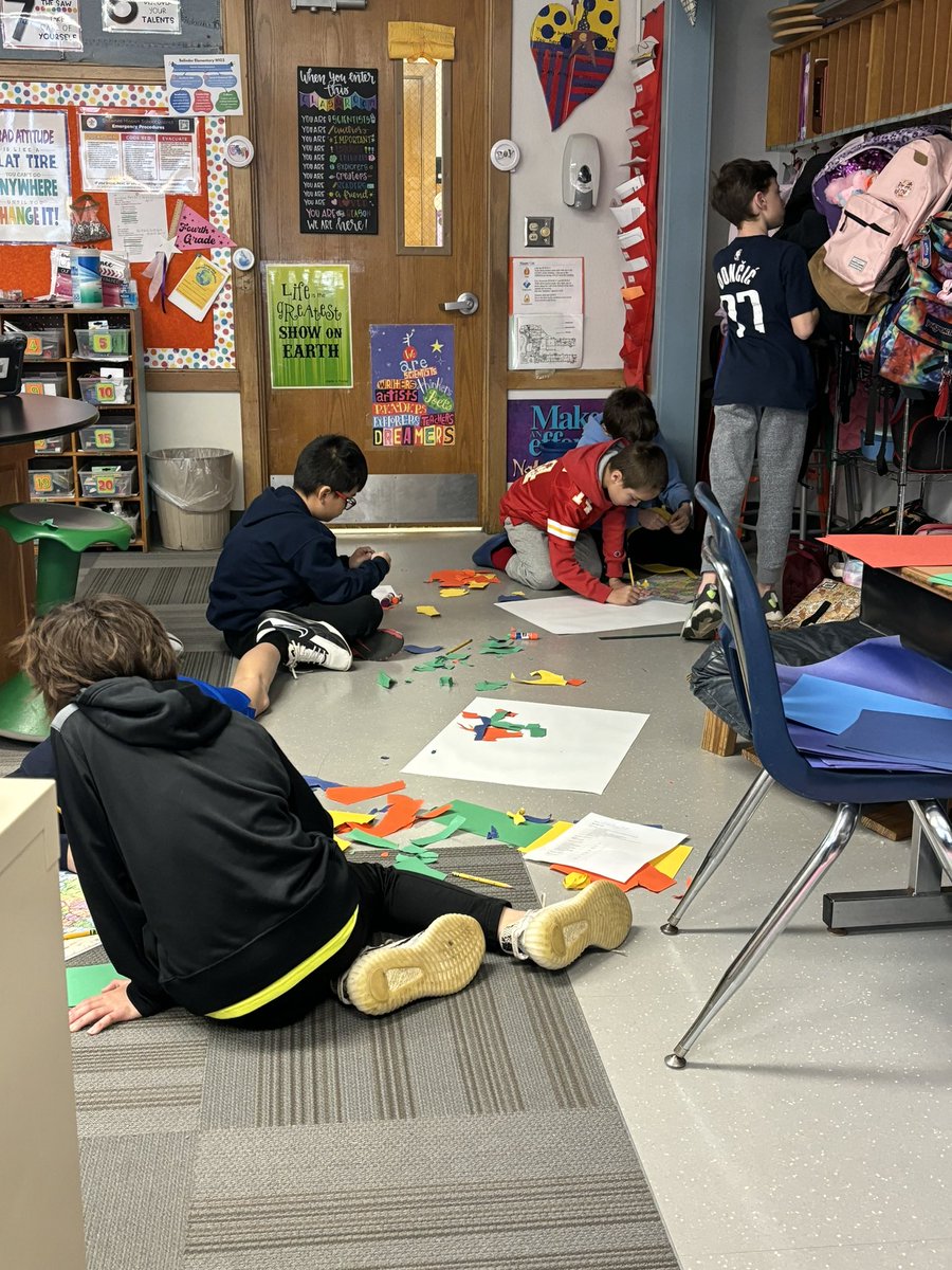 What do you do while randomly selected parts of your 4th grade  is NAEP testing? You create torn maps of the USA and practice your states and capitals! <a href="/belinder_prin/">Steve Yeoman, PhD</a> <a href="/theSMSD/">SM School District</a>