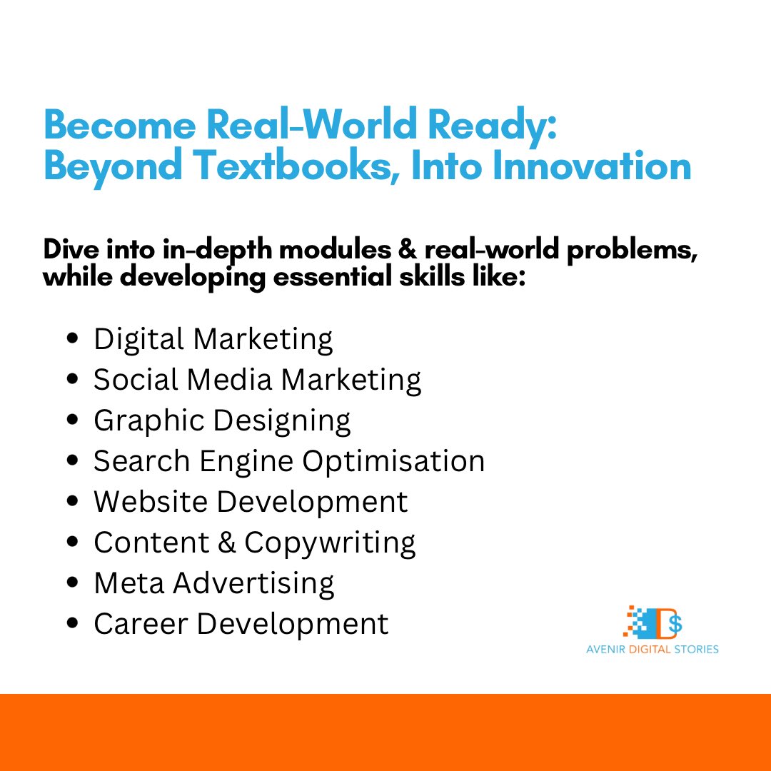 ads_learning's tweet image. Upskill, upgrade and unleash your career with the most in -demand skills and in-depth modules. Book a seat with us and get personalised training, robust support, industry exposure and much more. DM or call us at  +91 98991 73901 right now! 
#learningcourses #upskill