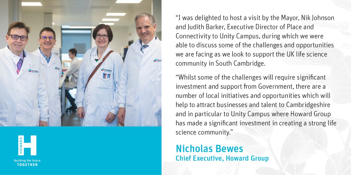 Howard Group (@howardgroupuk) on Twitter photo Yesterday, we welcomed Dr Nik Johnson, Mayor of Cambridgeshire and Peterborough, and Judith Barker, Executive Director of Place & Connectivity, <a href="/CambsPboroCA/">Cambridgeshire and Peterborough Combined Authority</a>, to our <a href="/UnityCampusCam/">Unity Campus</a> development in #SouthCambridgeshire.
#LifeSciences #Cambridge #Investment #Labs Yesterday, we welcomed Dr Nik Johnson, Mayor of Cambridgeshire and Peterborough, and Judith Barker, Executive Director of Place & Connectivity, <a href="/CambsPboroCA/">Cambridgeshire and Peterborough Combined Authority</a>, to our <a href="/UnityCampusCam/">Unity Campus</a> development in #SouthCambridgeshire.
#LifeSciences #Cambridge #Investment #Labs
