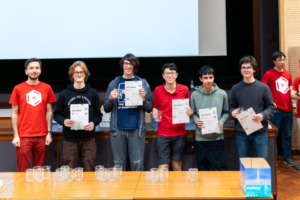 ChemistryRace's tweet photo. Congratulations to the ✨FeynMen✨ from Manchester Grammar School for winning 4th Place at the Cambridge Chemistry Race 2024!! 🥳🎉🎊🏅

From the combined scores of the Cambridge and Oxford Chemistry Race 2024, congratulations on 9th Place overall! 🏅 https://t.co/90TNseBQ0j