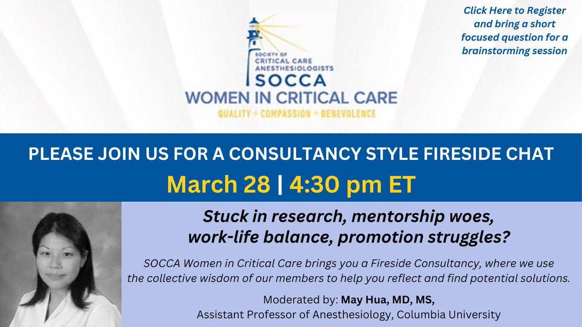 Stuck in research, mentorship woes, work-life balance, promotion struggles? Please join us for the next WICC Consultancy Style Fireside Chat Thurs, Mar 28 | 4:30 pm ET | Registration is FREE Please bring a short focused question for brainstorming buff.ly/3UGhwMS