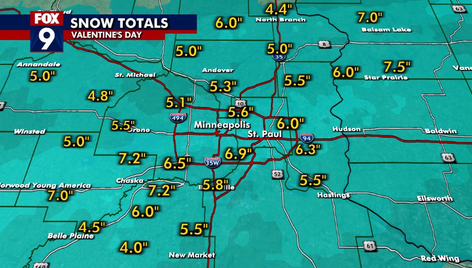 Some snow totals...