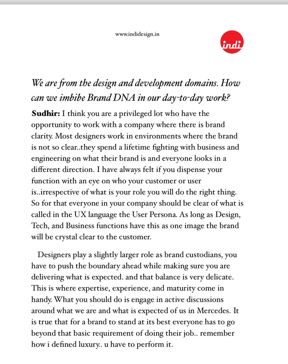 Sudhir_indi's tweet image. Sometime back, I had the opportunity to speak to 4000 of the global r&amp;amp;d team on the topic of Luxury branding. Here is transcription of one of the questions and answer. #luxurybrand #designforluxury #automobiledesign can send the whole transcription of someone wants. Dm.