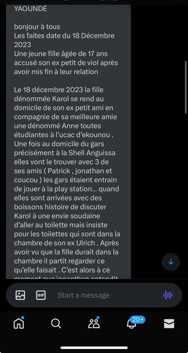 yanou_andrea's tweet photo. Voici la ceque j’ai reçu d’une personne de la famille de la victime !!! Prenez le temps de bien lire s’il vous plais 
La jeune fille qui a porté plainte s’appelle nga eloundou Karole https://t.co/GugK3G1k5d