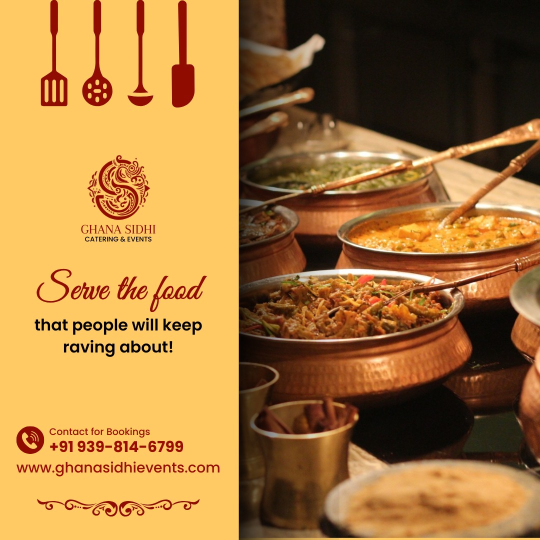 Serve the food that people will keep raving about!

📞 9398146799
📧 ghanasidhievents@gmail.com
🌐 ghanasidhievents.com
.
.
.
.
#GhanasidhiEvents #FlavorfulMemories #CulinaryDelights #GourmetExperience #TasteTheMoment #SpecialOccasionCuisine #ArtOfFlavors