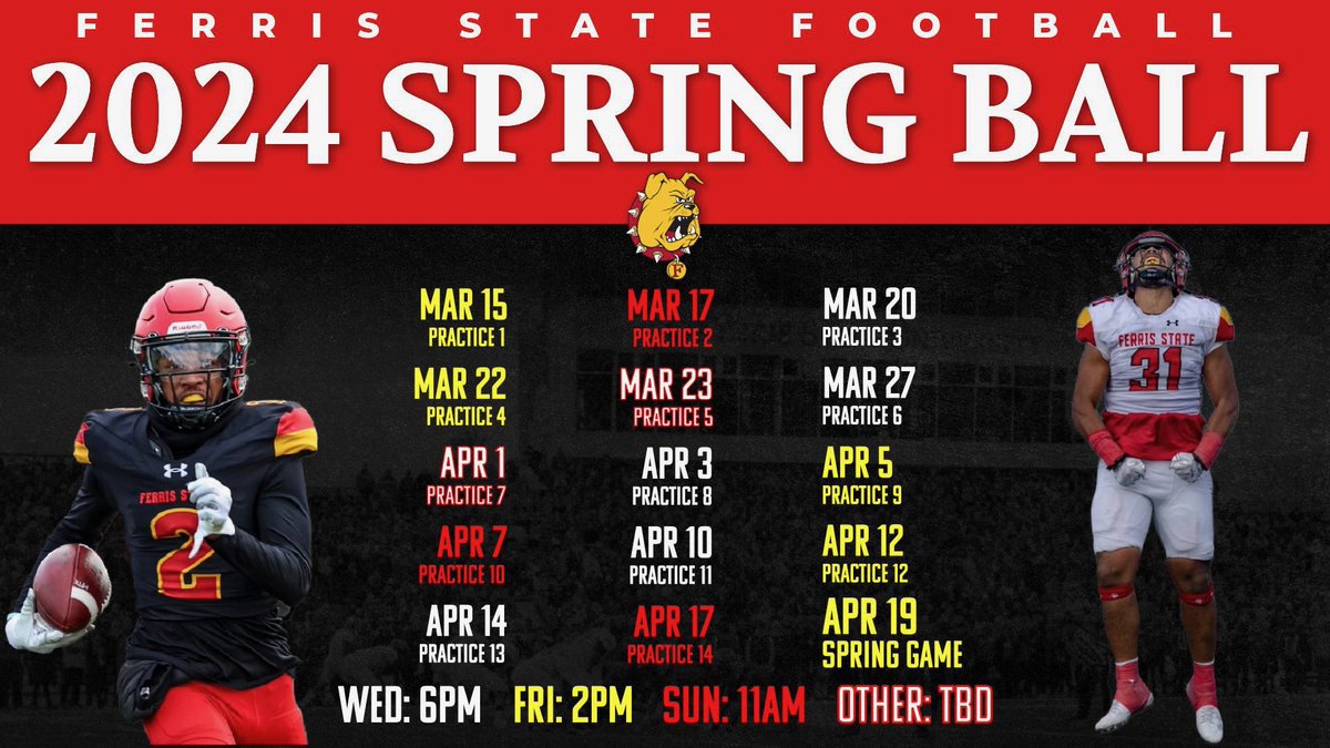 🔴SPRING BALL SCHEDULE🔴

🔆Our practices are open to any and all. For any coaches who would like to chalk talk and sit in our meetings, feel free to message. Our doors are always open.