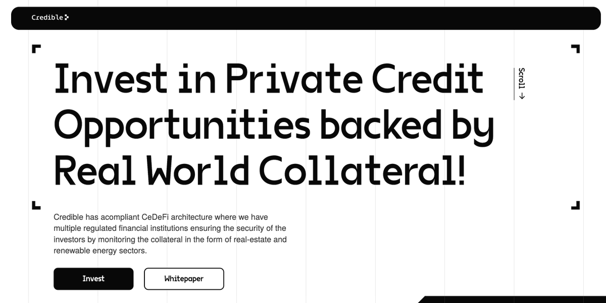 SuperteamIN's tweet image. Welcome @crediblefin to Twitter.

India&apos;s first CeDeFi product -- bringing DeFi liquidity to real estate and energy markets through a registered NBFC. 

Give them a follow &amp;amp; a warm welcome to our ecosystem.