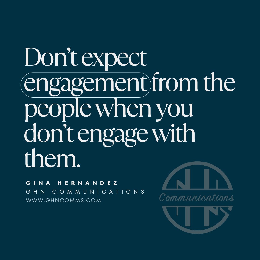 GHNComms's tweet photo. Don’t expect engagement from the people when you don’t engage with them.

#Latinemployeeengagement #Multiculturalcommunication #Diversityandinclusion #Crossculturalcommunication #Employeeengagementstrategy #Multilingualworkforce #communicationconsultants #Employeetraining https://t.co/Q26Ka0mT1f