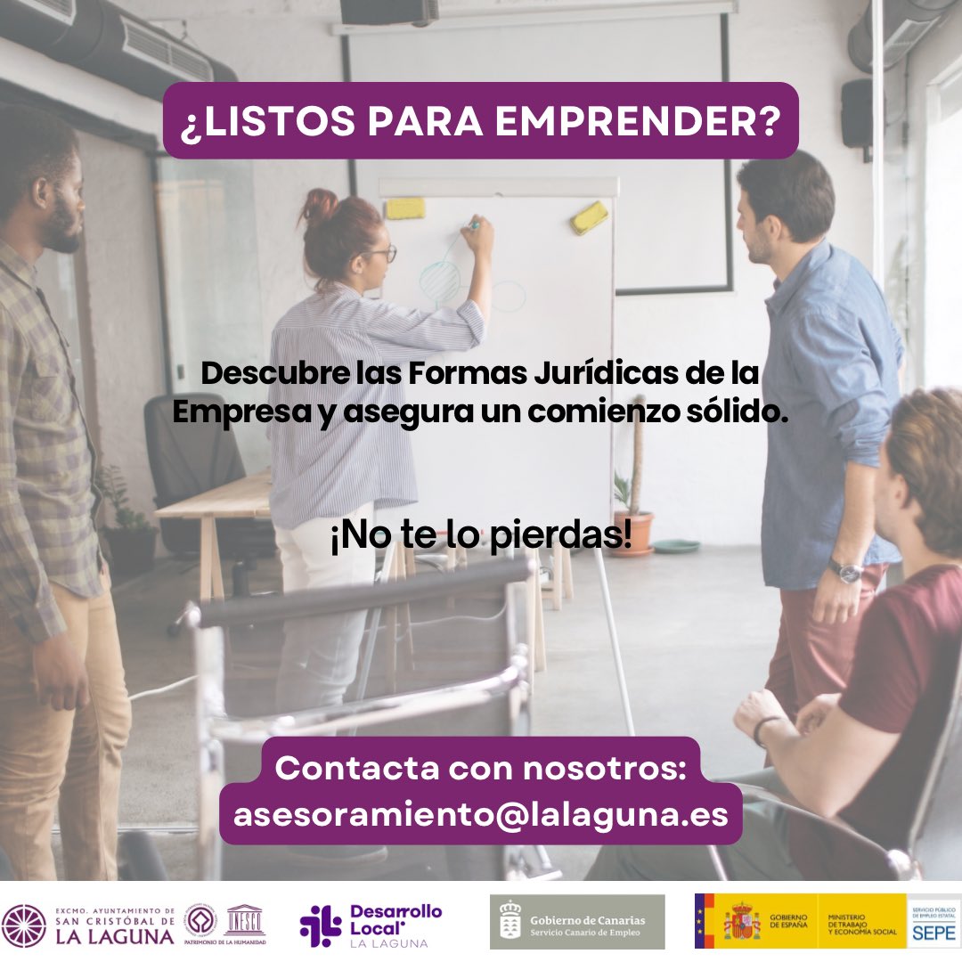 ¿Listo para emprender?🚀
Descubre las Formas Jurídicas de la Empresa y asegura un comienzo sólido. 
Contacta con nosotros: asesoramiento@lalaguna.es y te guiaremos en tu camino empresarial. 
¡No te lo pierdas! 
#PRODAE2024 #Emprendimiento #Negocios #Innovación #LaLagunaEmprende