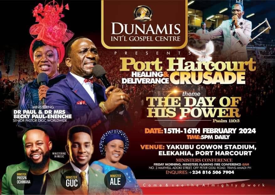 Don't miss out this program
Stream it on all social media platforms
#dunamis
@dunamisenergy1 @ministerguc @Row_Haastrup @drbeckyenenche @drpaulenenche @