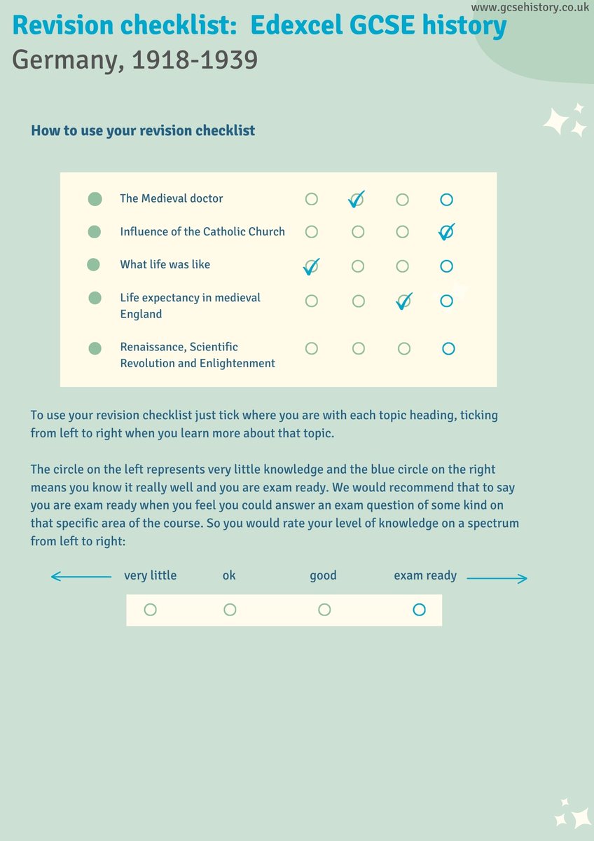 nickthetutor's tweet photo. Hi History teachers (and students) here are a few beautiful revision checklists for GCSE modules:  Germany   /    Medicine.  Feel free to download and distribute. Here is Edexcel Germany one..... https://t.co/JcpYnuA7DC
