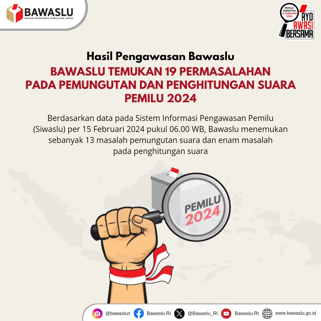 #SahabatBawaslu, berikut rekap Awasmin dalam Hasil Pengawasan Bawaslu pada pemungutan dan penghitungan suara Pemilu 2024.